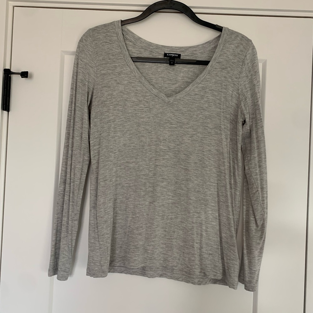 Express Gray Long Sleeve Vneck